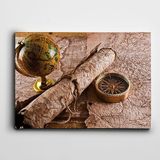 Dekolata Dünya Harita Pusula 50x70 cm Kanvas Tablo