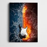 Dekolata Elektro Gitar Ateş ve Su Kanvas Tablo 25 x 35 CM