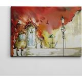 Dekolata Ev ve Sokak Lambaları 40x60 cm Kanvas Tablo