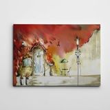 Dekolata Ev ve Sokak Lambaları 50x70 cm Kanvas Tablo