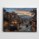 Dekolata Evler Işıklı Tren Kanvas Tablo 120 x 170 CM
