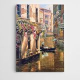 Dekolata Göl Çiçekler Ve İnsanlar 50x70 cm Kanvas Tablo