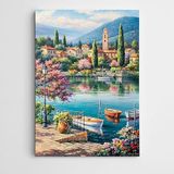 Dekolata Göl Evler Ve Manzara 25x35 cm Kanvas Tablo