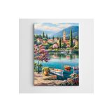 Dekolata Göl Evler Ve Manzara 60x85 cm Kanvas Tablo