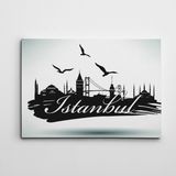 Dekolata İstanbul Silüeti Siyah Beyaz 30x40 cm Kanvas Tablo