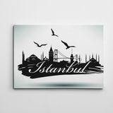 Dekolata İstanbul Silüeti Siyah Beyaz 35x50 cm Kanvas Tablo