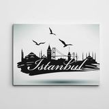 Dekolata İstanbul Silüeti Siyah Beyaz 70x100 cm Kanvas Tablo