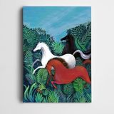 Dekolata Kahve Beyaz Siyah Atlar Kanvas Tablo 60 x 85 CM