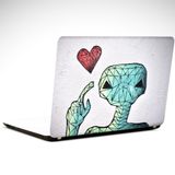 Dekolata Kalp ve Uzaylı Laptop Sticker 13 İnch (34X24CM)