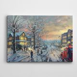 Dekolata Kırmızı Araba Karlı Yollar Kanvas Tablo 120 x 170 CM