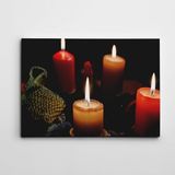 Dekolata Kırmızı Beyaz Mumlar Işıklı Kanvas Tablo 60 x 85 CM