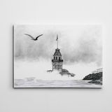 Dekolata Kız Kulesi ve Martı 35x50 cm Kanvas Tablo