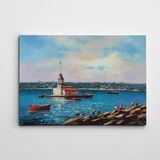 Dekolata Kız Kulesi Yağlıboya Reprodüksiyon Kanvas Tablo 35 x 50 CM