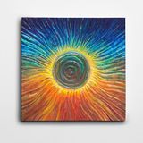 Dekolata Mavi Turuncu Güneş Kare Kanvas Tablo 70 x 70 CM