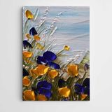 Dekolata Mavi ve Sarı Çiçekler 30x40 cm Kanvas Tablo
