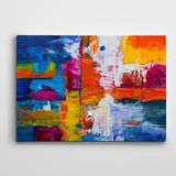 Dekolata Mor Ve Turuncu Renkler Soyut Kanvas Tablo 20 x 30 CM