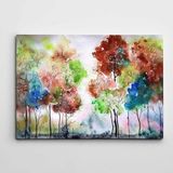 Dekolata Renkli Ağaçlar 140x200 cm Kanvas Tablo