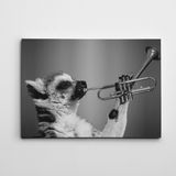 Dekolata Saksafon Çalan Köpek Siyah Beyaz 30x40 cm Kanvas Tablo