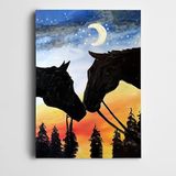 Dekolata Sevgili Atlar Ay Yıldız Ağaçlar Kanvas Tablo 100 x 140 CM