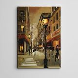 Dekolata Sokak Lambası ve Şehir 50x70 cm Kanvas Tablo