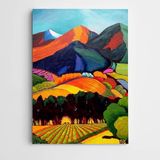 Dekolata Tarla ve Dağlar Modern Sanat 85x120 cm Kanvas Tablo