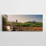 Dekolata Taşlar Yeşillik Göl Ağaçlar Panoramik Kanvas Tablo 20 x 50 CM