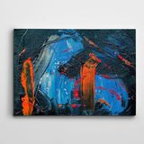 Dekolata Turuncu Boya Fırçası Soyut Kanvas Tablo 60 x 85 CM