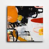Dekolata Turuncu Siyah Soyut Kare Kanvas Tablo 80 x 80 CM