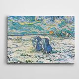 Dekolata Vincent Van Gogh Zwei Grabende Bäuerinnen Auf Schneebedecktem Feld Kanvas Tablo 140 x 200 CM