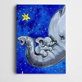 Dekolata Yavru Fil Annesiyle Kanvas Tablo 40 x 60 CM