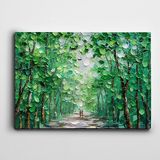 Dekolata Yeşil Ağaçlar Yağlıboya Reprodüksiyon 60x85 cm Kanvas Tablo