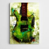 Dekolata Yeşil Gitar Modern Sanat 40x60 cm Kanvas Tablo