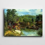 Dekolata Yeşillik Göl Ve İnsanlar Kanvas Tablo 35 x 50 CM