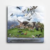 Dekolata Yeşillikte Hayvanlar Kare Kanvas Tablo 30 x 30 CM