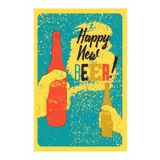 Dekolia Kuşe Kağıt Duvar Posteri Happy New Beer Retro Vintage Drtr0032