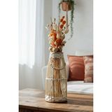 Dekolobi Bambu Çubuk Vazo / Doğal Ahşap Prenses Vazo / Dekoratif Bambu Çiçeklik (38 Cm) Krem