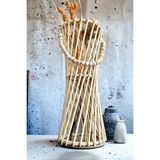 Dekolobi Bambu Çubuk Vazo / Doğal Ahşap Vazo / Dekoratif Bambu Çiçeklik (38 Cm) Krem