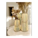 Dekolobi Bohem Stil Bambu Ikili Vazo Seti / Ahşap Pampas Vazo (39-25 Cm) Krem