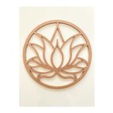 Dekolobi Lotus Çiçeği Desenli Ahşap Kasnak / 6 mm Ham Mdf Boyanabilir Lotus 30 cm