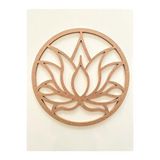 Dekolobi Lotus Çiçeği Desenli Ahşap Kasnak / 6 Mm Ham Mdf Boyanabilir Lotus 50 Cm Kahverengi