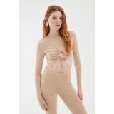 Dekolte Detaylı Crop Bluz Taş