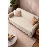 Dekomod 1 Adet Koltuk Çekyat Örtüsü Dijital Baskılı Desenli Kadifemsi Kaymaz Taban Süngerli 170*200 - 170 x 200 cm - Ekru