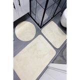DEKOMOD 3'lü Peluş Banyo Paspası Halı Klozet Takımı Krem Kaymaz Taban 50x90-50x60-50x50