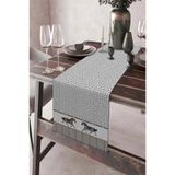 DEKOMOD 40x140cm Dokuma Leke Tutmaz Baskılı Premium Tay Tüyü Kumaş Masa Örtüsü Dekoratif Runner Yıkanabilir