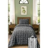 Dekomod Bubble Peluş Tek Kişilik Yatak Örtüsü Seti Kılıf Çanta Hediyeli 170X220CM + Yastık Kılıfı Antrast - Gümüş - 170 x 220 cm
