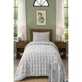 Dekomod Bubble Peluş Tek Kişilik Yatak Örtüsü Seti Kılıf Çanta Hediyeli 170X220CM + Yastık Kılıfı Gri - 170 x 220 cm