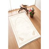 DEKOMOD Dekoratif Dijital Baskılı Krem Kaymaz Taban Seccade Namazlık 75x120