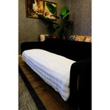 DEKOMOD Peluş Koltuk Örtüsü Pofuduk Bubble Beyaz Sadece Oturmak Için 1 Adet 90x200 cm