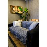 Dekomod Peluş Koltuk Örtüsü Şalı Pofuduk Bubble Antrasit Çok Amaçlı Baklava Desen 170X210 cm - 170 x 210 cm