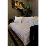 Dekomod Peluş Koltuk Örtüsü Şalı Pofuduk Bubble Gri Çok Amaçlı Baklava Desen 170X210 cm - 170 x 210 cm